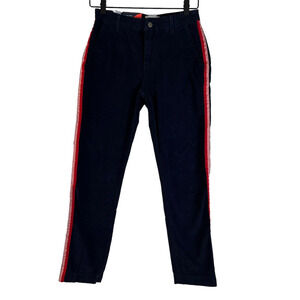 Sundry Womens Straight Leg Pants Blue Corduroy Mid Rise Pockets Stripes 24 New
